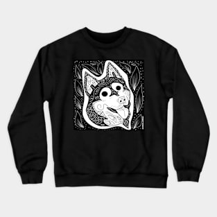 wild wolf in ecopop tribal art zentangle Crewneck Sweatshirt